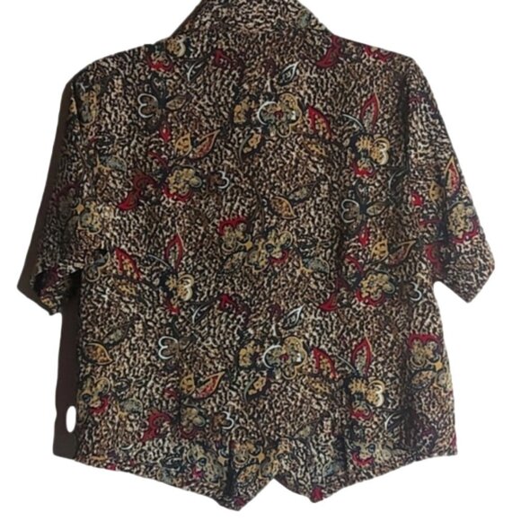 Vintage Short Sleeve Floral Print Blouse P2P 20" Fits M/L - Picture 3 of 4